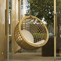 Contemporary hanging chair KAToutdoorrattanvarnished wood