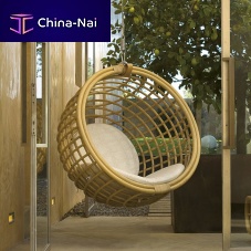 Contemporary hanging chair KAToutdoorrattanvarnished wood