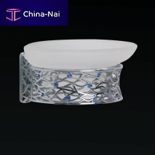 Wall-mounted soap dish FOGLIAbrassSwarovski® crystal