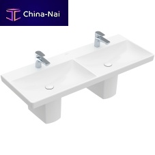 Wall-mounted washbasin AVENTO : 4A23CGceramicdoublerectangular
