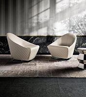 Contemporary armchair COCleatherswivel
