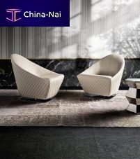 Contemporary armchair COCleatherswivel