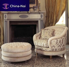 Traditional armchair AIRONEfabricwith footrestbeige