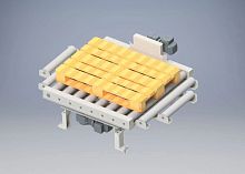 Motor-driven rotary table horizontalfor the food industrywith roller conveyor