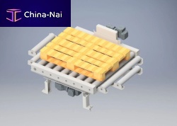 Motor-driven rotary table horizontalfor the food industrywith roller conveyor
