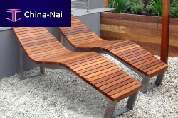 Contemporary sun lounger SKOPwoodenstainless steelindoor