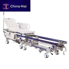 Patient transfer stretcher trolley XF181manualheight-adjustablewith adjustable backrest