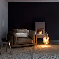 Contemporary armchair HOSTleatherfabricbrown