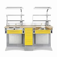 Dental laboratory workstation with light EVOLABwith hoodwith sinkmodular