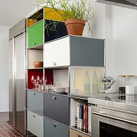 Contemporary storage cabinet for kitchen USM Haller Estainless steel