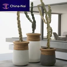 Concrete planter SOMAwoodenroundcontemporary