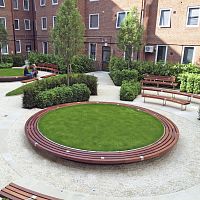 Contemporary garden bench GUY�S & ST THOMAS�, LONDONwoodensteelstainless steel