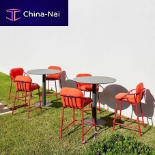 Contemporary bar chair NANSAoutdoorfabricaluminum base