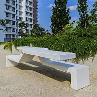 Modular table and bench set TWINcontemporaryhigh-performance concreteoutdoor