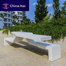 Modular table and bench set TWINcontemporaryhigh-performance concreteoutdoor