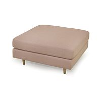 Contemporary pouf Cognacfabricwoodensquare
