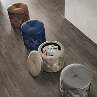 Contemporary pouf PUPOfabricroundwith storage compartment
