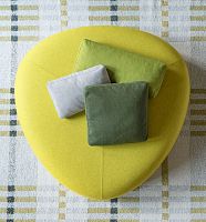 Contemporary ottoman KIPUfabricleatherwith removable cover