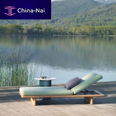 Contemporary chaise longue MESHfabricteakaluminum
