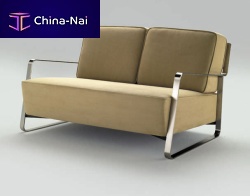 Contemporary sofa FUJIYAMAbeigesteel2-person