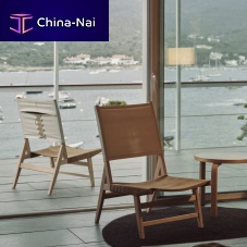 Contemporary armchair Barcelonetaleatherbeechhigh-back