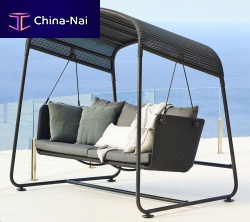 Thermo-lacquered steel garden swing seat CAVE : 8557self-supporting