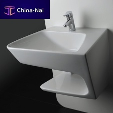 Wall-mounted washbasin LINK RIGHT: C65307/C65308ceramicwith shelfcontemporary
