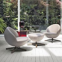 Contemporary armchair VOVOfabricmetalwith footrest