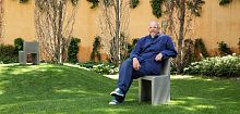Contemporary garden chair ISOMETRICoutdoorhigh-performance concreteconcrete base