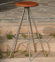 Contemporary bar stool PIRATE COVEteakstainless steel base4-legged