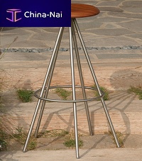 Contemporary bar stool PIRATE COVEteakstainless steel base4-legged