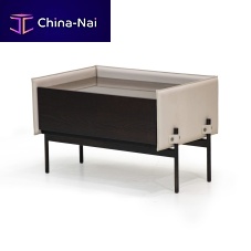 Contemporary bedside table V247 wood veneerleathermarble