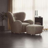 Scandinavian design armchair THE TIRED MAN fabricsheepskinoak