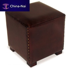 Traditional pouf leathersquaregreen