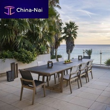 Contemporary dining table SKAAL ceramicteak baserectangular