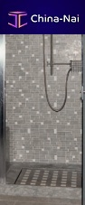 Square shower base above floormarble
