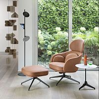 Contemporary relaxing armchair SUNSETfabricplywoodwith footrest