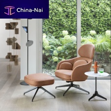 Contemporary relaxing armchair SUNSETfabricplywoodwith footrest