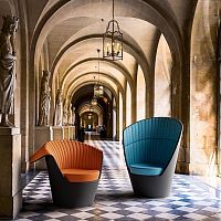 Contemporary armchair CUELLOleatherhigh-backwith folding backrest