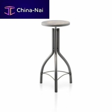 Contemporary bar stool SHABBY woodensteel base3-legged