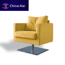 Contemporary armchair SBAIZfabricchromed metalyellow