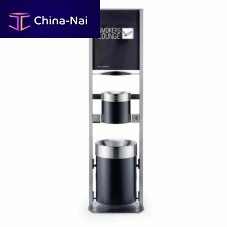Public trash can 59 AARstainless steelwith built-in ashtraycontemporary