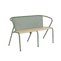 Contemporary garden bench woodenmetalwith backrest