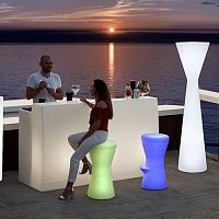 Contemporary bar stool CORFU 74polyethylenerecyclableLED-illuminated