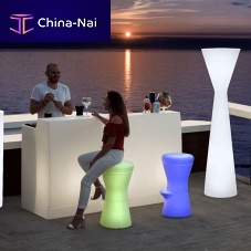 Contemporary bar stool CORFU 74polyethylenerecyclableLED-illuminated