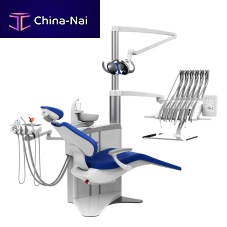 Dental unit with electropneumatic chair S8ambidextrouswith adjustable headrestwith monitor