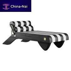 Contemporary sun lounger TROPEZleatherwalnutadjustable backrest