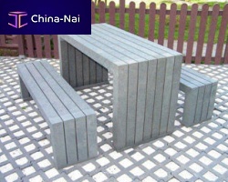 Contemporary table and bench set recycled plasticoutdoorfor public space