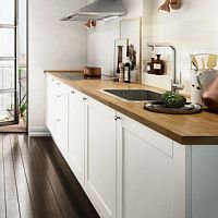 Contemporary kitchen SHAKER WHITEwoodenwith handlelacquered