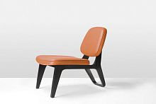 Contemporary fireside chair MOONLOUNGERleathersled base